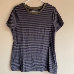 Large Navy & Green Striped Shirt